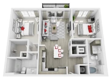 a 3d floor plan of a apartments at Altis Grand Central, Florida