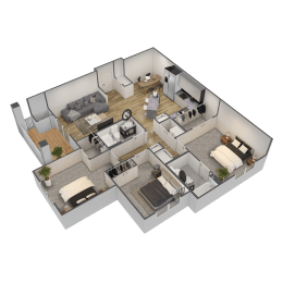 a floor plan of a house with a bedroom and a living room
