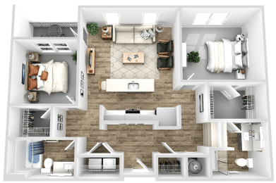 a floor plan of a house with bedrooms and a living room
