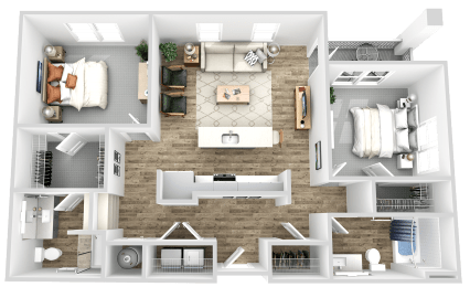 a floor plan of a house with a bedroom and a living room