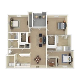 a furnished apartment with a bedroom and living room