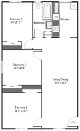  Floor Plan Highland Five 3 Bedroom 1 Bath