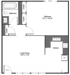  Floor Plan Highland Clinch 1 Bedroom 1 Bathroom