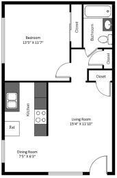  Floor Plan Highland IV 1 Bedroom 1 Bath