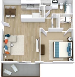  Floor Plan 1 Bedroom