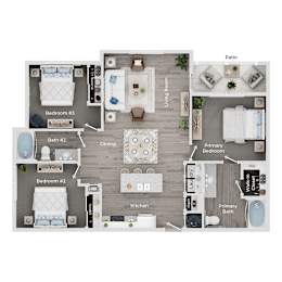 A floor plan of a house showing the layout of the rooms.