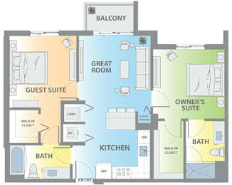 a floor plan of a living room and bedroom