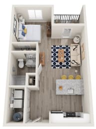 a 2 bedroom floor plan with a bathroom and a living room