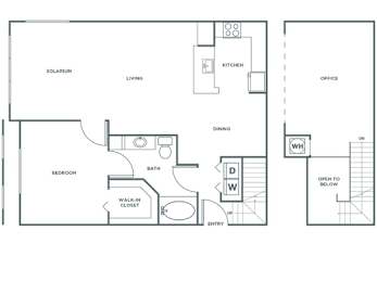  Floor Plan One Bedroom One Bath (1046 SF)