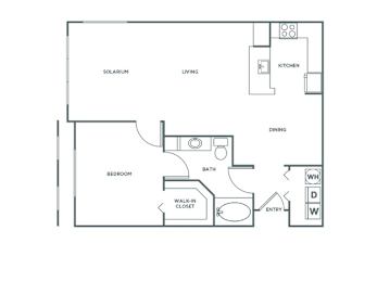  Floor Plan One Bedroom One Bath (943 SF)