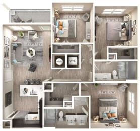 3 bed 2 bath floor plan A at Icon Apartment Homes at Ferguson Farm, Bozeman, MT, 59718