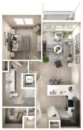 1 bed 1 bath floor plan A at Icon Apartment Homes at Ferguson Farm, Montana