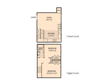  Floor Plan Highland Terrace 2x1 Townhouse