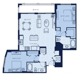 a blue and white floor plan of a house at Regatta at New River, Florida