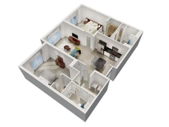 a floor plan of a house with a bedroom and a living room at Saba Pompano Beach, Pompano Beach, FL