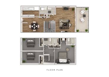 A floor plan of a two-story residential building.