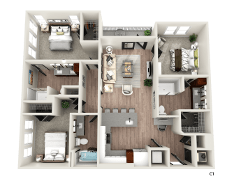 a floor plan of a bedroom with a bathroom and a living room