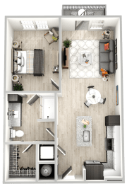 a floor plan of a house with a bedroom and a living room