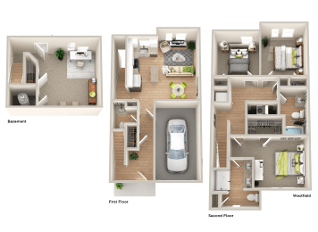 Floor Plan TH-H1 w/ Basement Flex Space