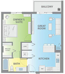 a floor plan of a room with a bathroom and a bedroom
