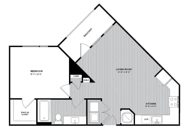 S3 1 Bed 1 Bath 719 Sq. Ft. Floor Plan at The Parker at Maitland Station in 32751