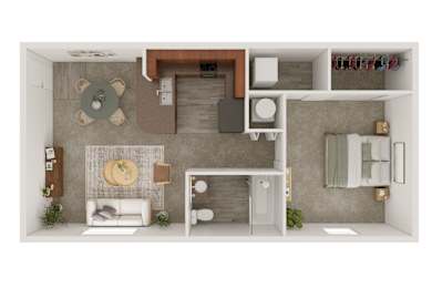 a1 floor plan  1 bedroom with 2 baths  129