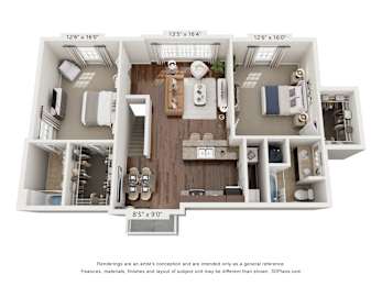 A 3D floor plan of a house with dimensions and a disclaimer at the bottom.