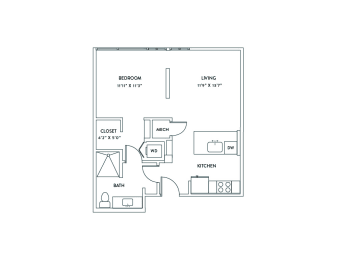 a floor plan of a 1 bedroom floor plan