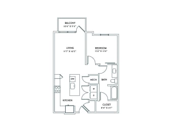 a floor plan of a 1 bedroom floor plan