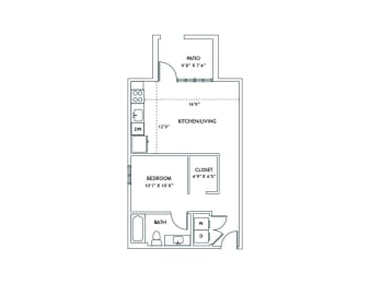 a floor plan of a house with a bedroom and a living room