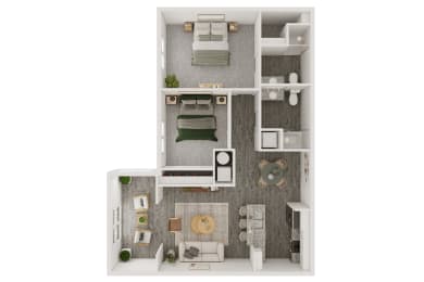 a stylized floor plan of a 1 bedroom192 sq ft
