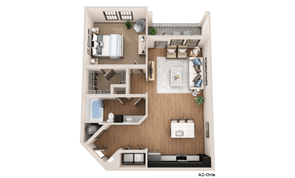 a floor plan of a house with a bedroom and a living room
