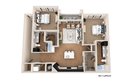 a 3d rendering of a floor plan of a house