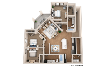 a 3d floor plan of a house
