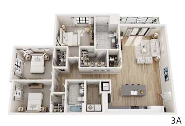 A 3A floor plan of a house with multiple rooms.
