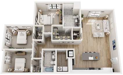 A detailed floor plan of a modern apartment layout.