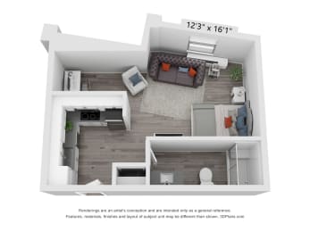 a bedroom with a bed and a dresser in a room
