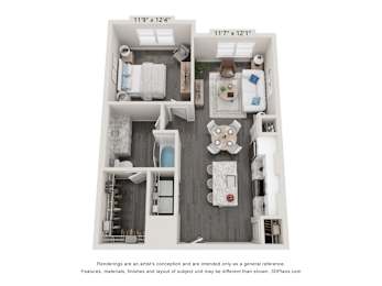 a 1 bedroom floor plan  at Fairview Springs in Covington, GA, 30016
