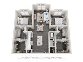 a 1 bedroom floor plan at Fairview Springs in Covington, GA, 30016