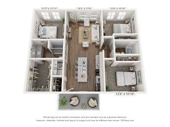 3 Bed Floorplan at Allier Heartwood, Georgia, 31324