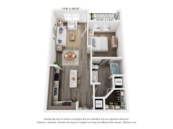 a 1 bedroom floor plan  villa residences  460 sq ft