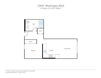A floor plan for an apartment at 10601 Washington Blvd, Los Angeles, CA.