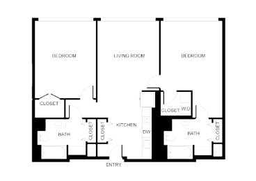 A black and white image of a floor plan for a house.