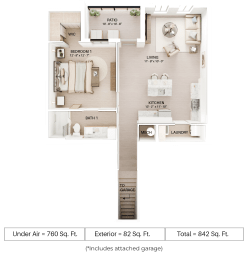 1 bed 1 bath floor plan A at Imperial Crossing Luxury Apartment Homes, Florida
