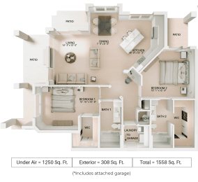 2 bed 2 bath floor plan Bat Imperial Crossing Luxury Apartment Homes, Bonita Springs, Florida