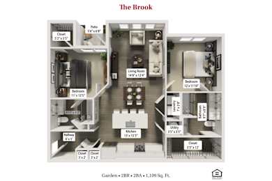 The Brook Floor Plan at Flats at Sugar Run Apartments, Ohio