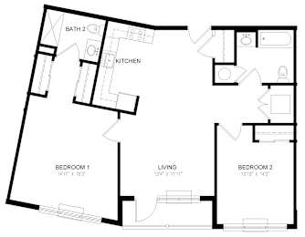Residence 301 Floor Plan at Station Village at Denville, New Jersey, 07834