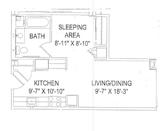 Studio Floor Plan at 66 Main, Yonkers, NY 10701