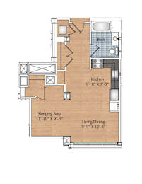 Studio S1 Floor Plan at 66 Main, New York