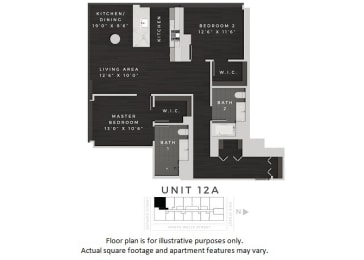 Unit 12A Floor Plan at 640 North Wells, Chicago, Illinois